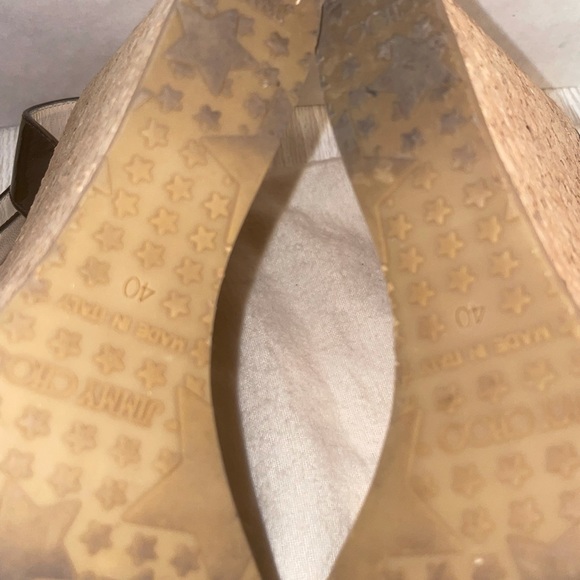 Jimmy Choo Papyrus Patent Cork Black Wedge Size 40 - Picture 11 of 11